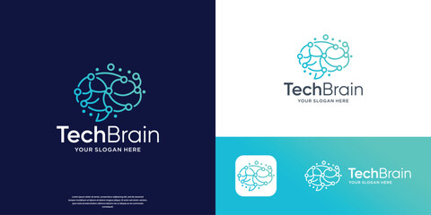 smart technology logo designs concept, tech brain logo designs.
