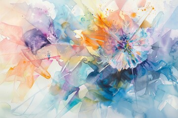 Obraz premium bright Abstract watercolor drawing on a paper image, camera positioned at a low angle, creating a dynamic perspective of the artwork
