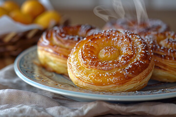 Assortment of Danish Pastries on Plate