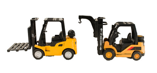 Forklift isolated on a blank background cutout.