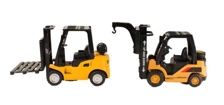 Forklift isolated on a blank background cutout.