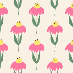 Floral seamless pattern. Cute summer background with flowers and leaves. Modern floral compositions. Fashion vector stock illustration for wallpaper, posters, card, fabric, textile