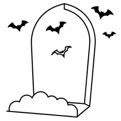 Halloween Grave  Silhouette Vector illustration
