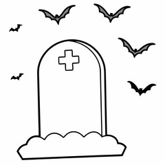 Halloween Grave  Silhouette Vector illustration
