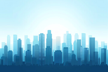 Fototapeta premium Flat design city skyline with sprawling suburbs, top view, urban theme
