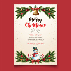 vector watercolor Merry christmas and happy holidays flyer template