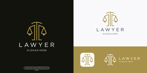 minimalist law firm with simple scale justice design vector illustration.