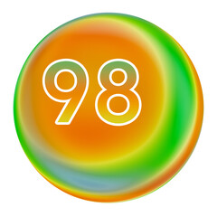 Colorful gradient sphere with number 98