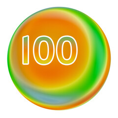 Colorful gradient sphere with number 100