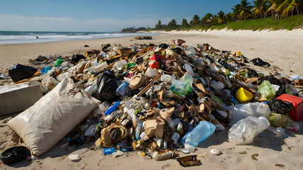 garbage in the beach