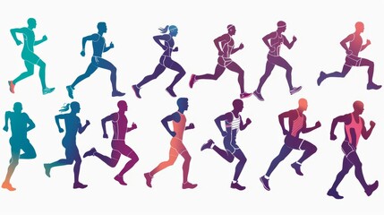 Athlete silhouettes, flat design illustration, versatile, isolated on white background