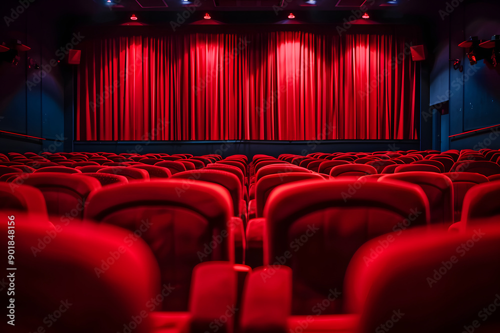 Poster Red seats and curtains of an empty theater