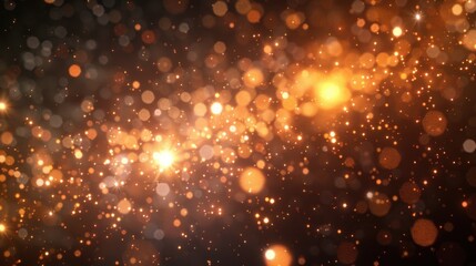 Fototapeta premium Abstract festive background with golden bokeh lights.
