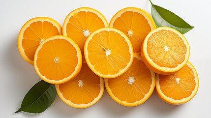 Fototapeta premium Oranges on White Background, Abstract Image, Texture, Pattern Background, Wallpaper, Cover and Screen of Smartphone, Cell Phone, Computer, Laptop, 9:16 and 16:9 Format