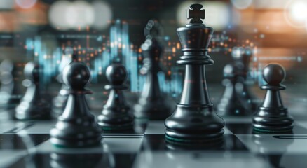 Black Chess King in City Setting