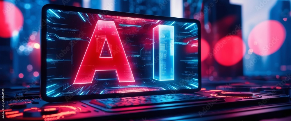 Aufkleber futuristic ai technology display