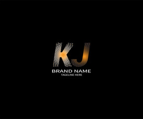 KJ letter logo design on black background. KJ creative initials letter logo concept. KJ unique design