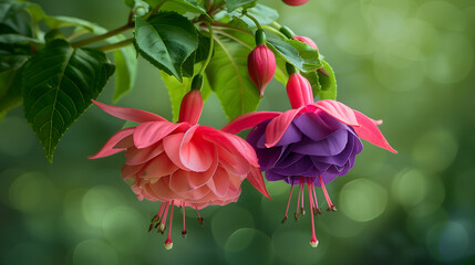 Close-up the blooming of Fuchsia. Fuchsia flower