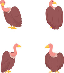 Condor bird icons set cartoon vector. Big bird of prey. Wild nature