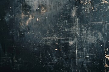 Close-up view of a weathered black grunge backdrop, bearing scratches and imperfections reminiscent of old film, providing a nostalgic feel and offering room for textual content