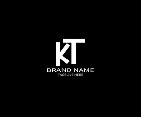 KT letter logo design on black background. KT creative initials letter logo concept. KT unique design.