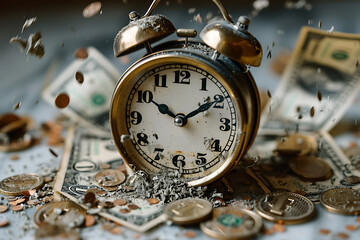 concept of time and clock ,The universe intertwined several timelines, a multiverse in creative style , a multiverse