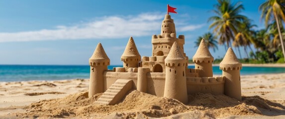 Sandcastle on a tropical beach