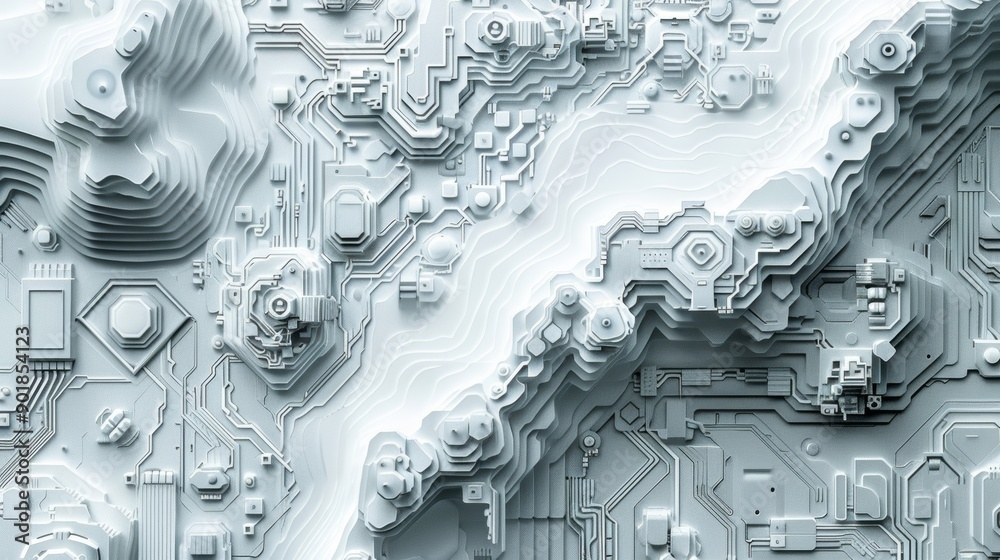 Wall mural innovative big data technology and cyber security concept with intricate paper art design