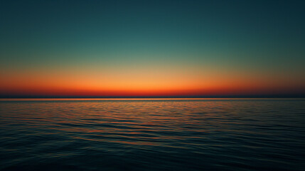 Fototapeta premium Serene Minimalist Sunset Gradient from Dark Blue to Orange on Horizon