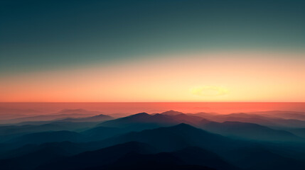 Obraz premium Tranquil Minimalist Sunset Gradient with Dark Blue Sky Fading to Orange Horizon