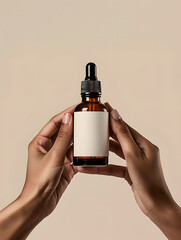 Minimalist Product Photography of Face Serum with Diverse Hands