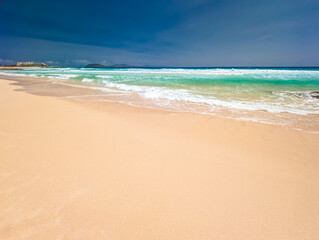 Aerial view of Dunas de Corralejo beach in Fuerteventura, Canary Island