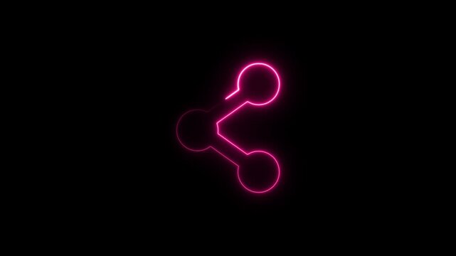 Share glowing neon icon. Glowing sign logo icon animation