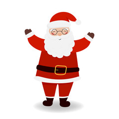 Santa Claus in flat style Vector illustration. The cute character is isolated for festive holiday designs. Concept of Christmas and New Year holiday