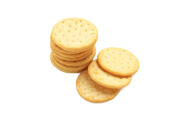 Round cracker isolated on white background , full depth of field
