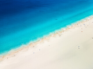 White sandy beach and blue water in Morro Jable, south of Fuerteventura, Canary islands