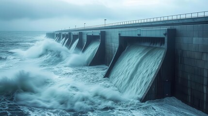 Tidal power station, ocean waves, renewable energy