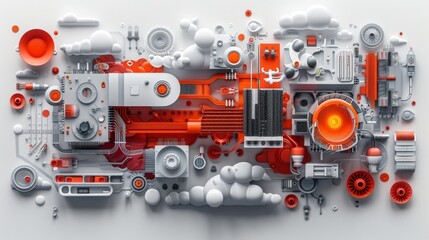 Innovative Big Data Technology and Cyber Security Concept in Paper Art Style with Abstract Geometric Elements