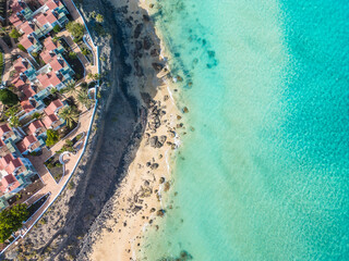 Aerial views of Butihondo and Jandia beach, Fuerteventura, Canary Islands