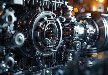 Close-Up of Industrial Gears and Cogs