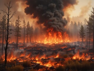 huge forest fire