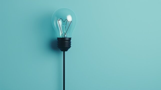 A simple black icon symbolizing an innovative idea, featured on a minimalist background with generous copy space. The understated design enhances the visual impact.