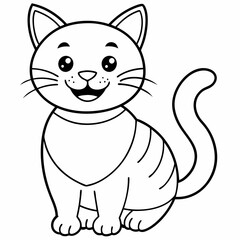 engaging line art illustration of a friendly cat vector SVG