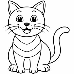 engaging line art illustration of a friendly cat vector SVG