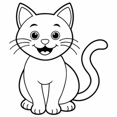engaging line art illustration of a friendly cat vector SVG