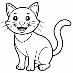 engaging line art illustration of a friendly cat vector SVG