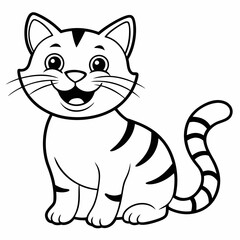 engaging line art illustration of a friendly cat vector SVG