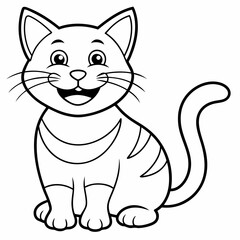 engaging line art illustration of a friendly cat vector SVG