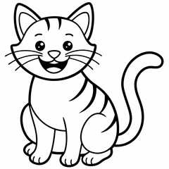 engaging line art illustration of a friendly cat vector SVG