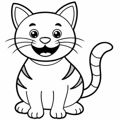 engaging line art illustration of a friendly cat vector SVG